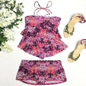 Kenneth Cole Reaction Floral Paisley Ruffle Bikini